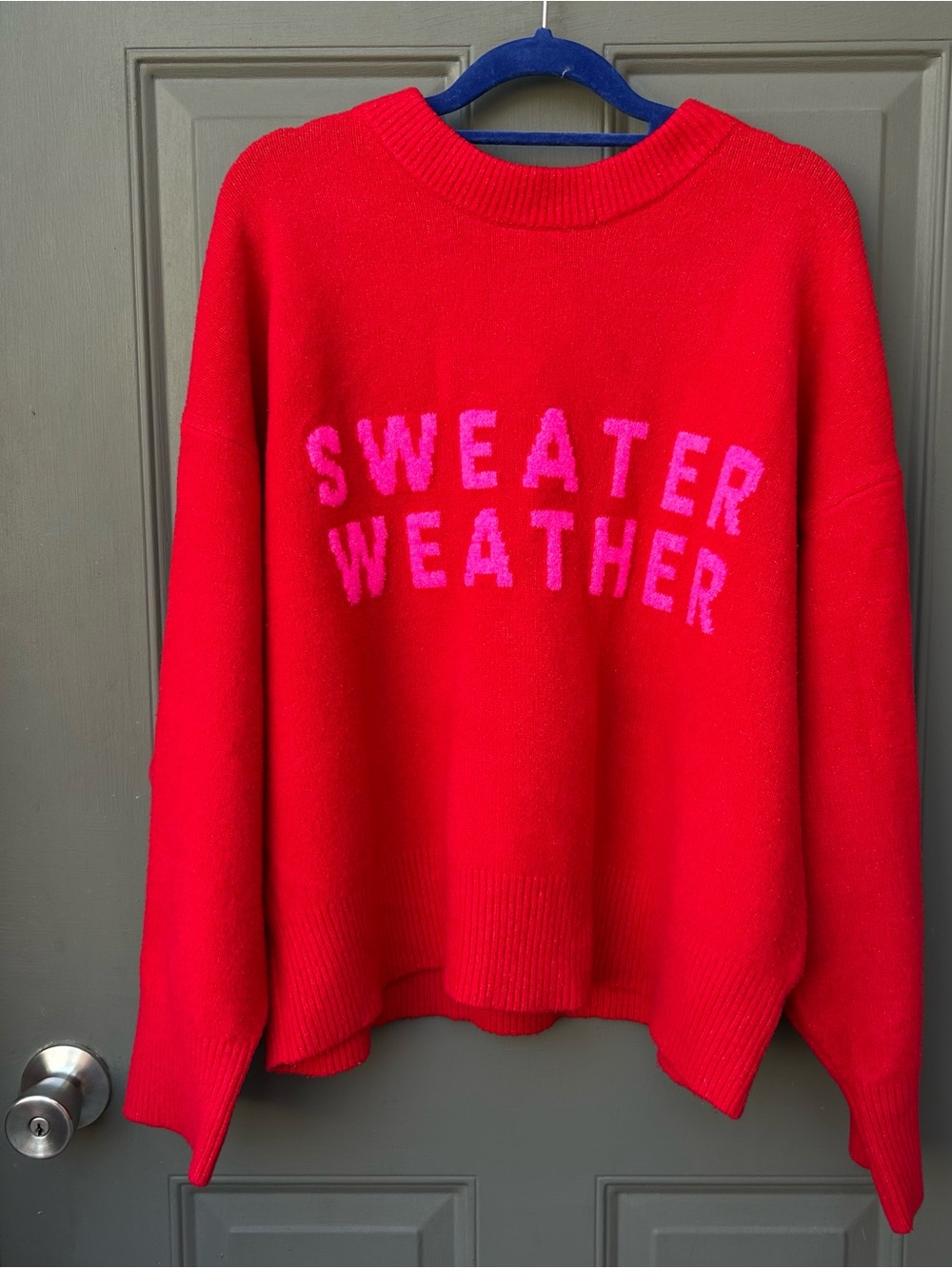 Red "Sweater Weather" Knit Pullover Sweater